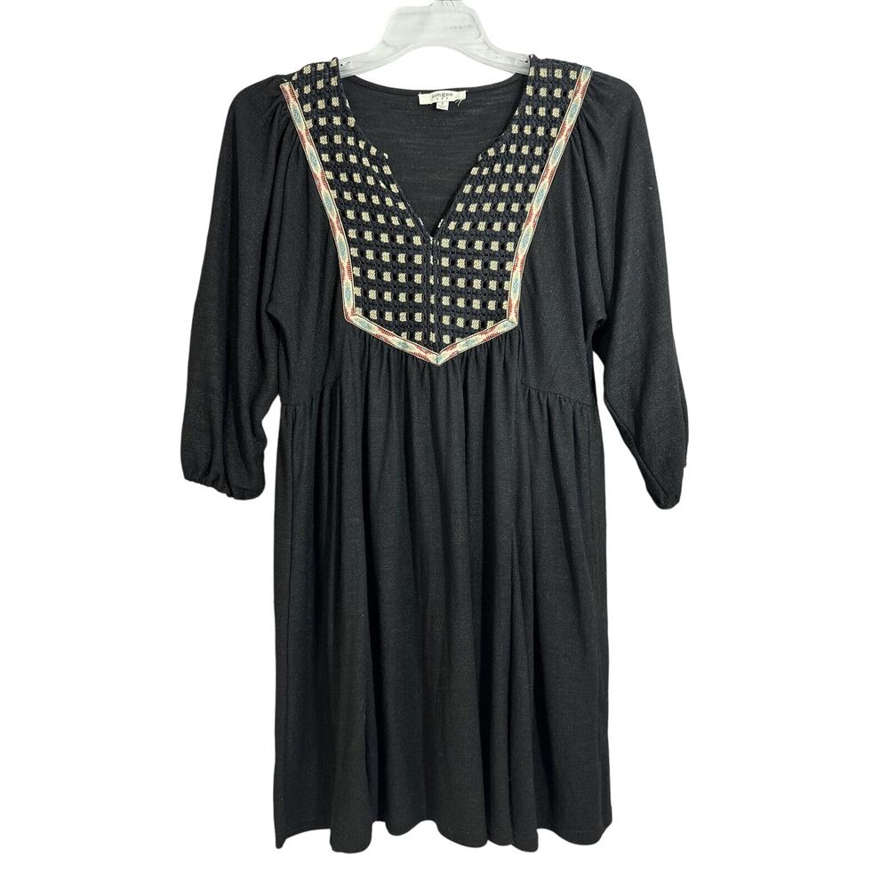 Umgee Womens Black Aztec Boho V Neck Dress size Small